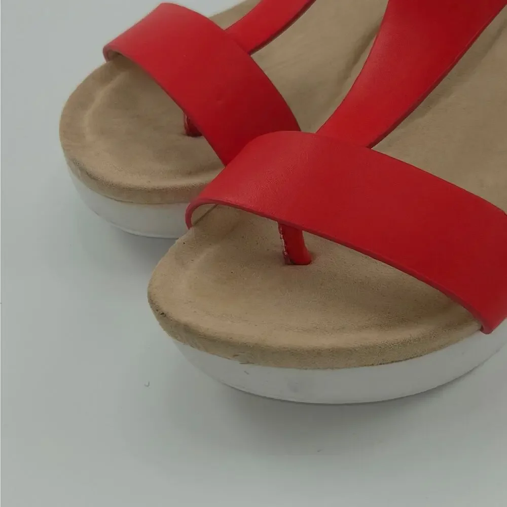 Kenneth Cole Reaction New Gal Women's Size 6 Red White Wedge Sandal